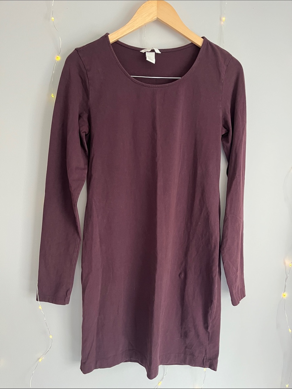 Long Sleeve Scoop Neck Dress in Plum